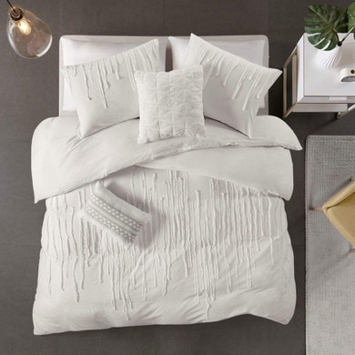 Tacoma Cotton Queen Comforter Set, Ivory