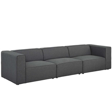 Mingle 3 Piece Upholstered Fabric Sectional Sofa Set, Gray