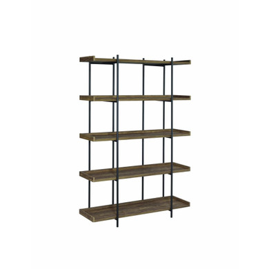 Copeland 5 Tier Metal Framed Bookcase, Brown and Black