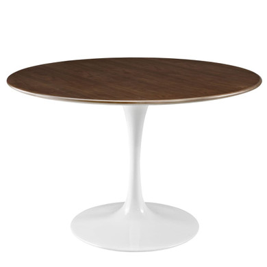 Pedestal Design 47" Round Walnut Dining Table