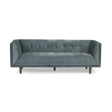 Cecily Mid Century Velvet Sofa, Copen Blue