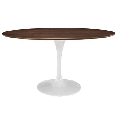 Pedestal Design 60” Oval Walnut Dining Table