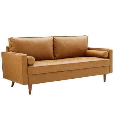 Thoreau Upholstered Vegan Leather Sofa in Tan