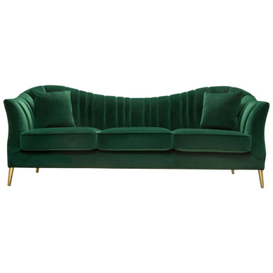 Ava Sofa in Emerald Green Velvet w/ Gold Leg