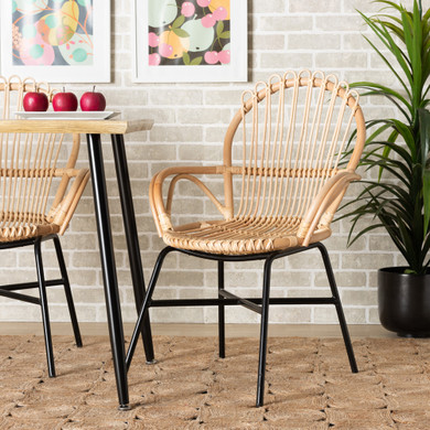 Idona Rattan and Black Metal Chair