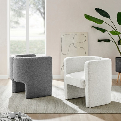 Arielle Fabric  Arm Chair, Boucle Gray