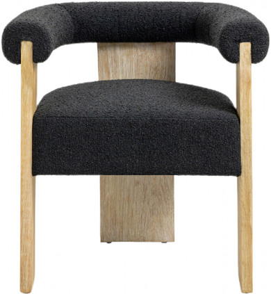 Blasé Black Boucle Dining Chair, Natural Wood