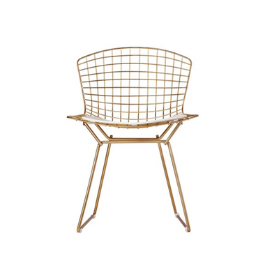 Harry Bertoia Wire Side Chair, Gold and White