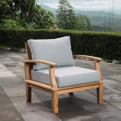 Mariana Outdoor Patio Teak Armchair, Natural Gray