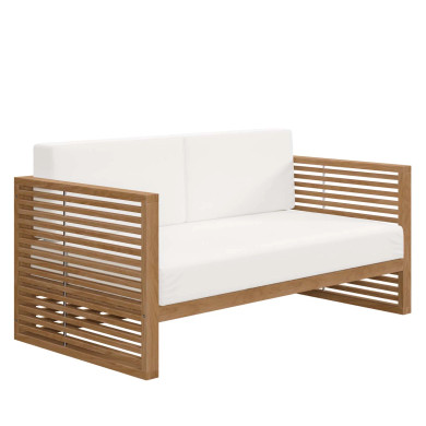 Carlton Teak Wood Outdoor Small Patio Sofa, White