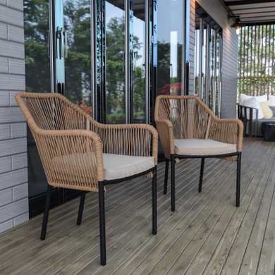 Keller Natural Woven Stacking Chairs, Set of 2