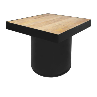 Jaxx Wooden Side Table With Block Metal Base