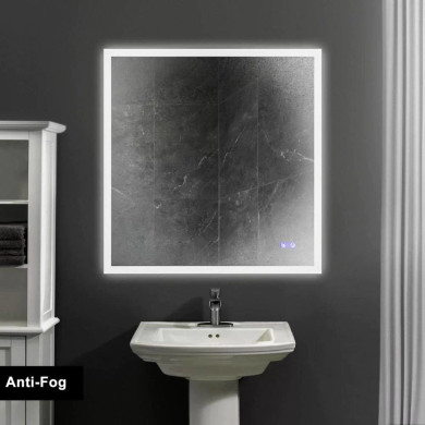 Zeus 36 X 36 Square Frameless LED Illuminated Bathroom Wall Mirror