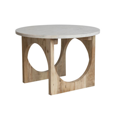Cabo Mango Wood and Marble Accent Table
