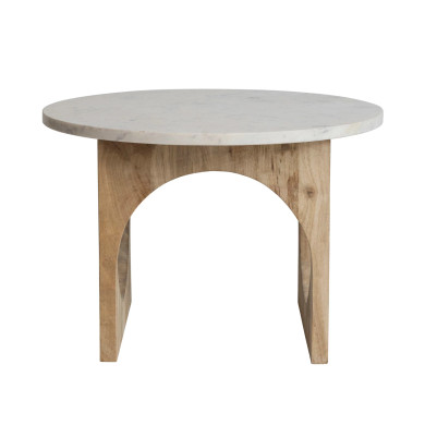 Cabo Mango Wood and Marble Accent Table