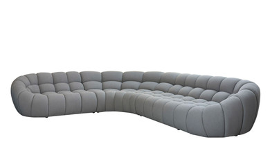 Yarrow Grey Curved Sectional Sofa