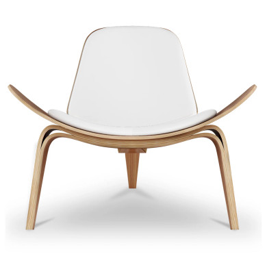 Archie Shell Chair, White Vegan Leather