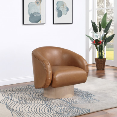 Garrison Vegan Leather Swivel Accent Chair