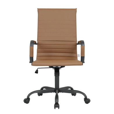 Dalton Leather High-Back Adjustable Office Conference Chair with Armrests, Black Frame