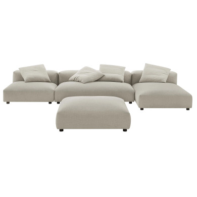 Serene 4-Piece Modular Upholstered Fabric Sectional Sofa With Ottoman
