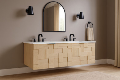Loraine 48" White Engineered Stone And Solid Wood Wall Mounted Bathroom Vanity