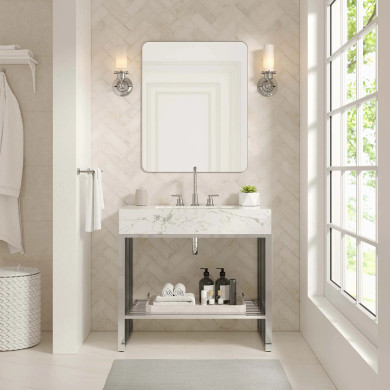 Gridiron 36" Bathroom Vanity, Silver