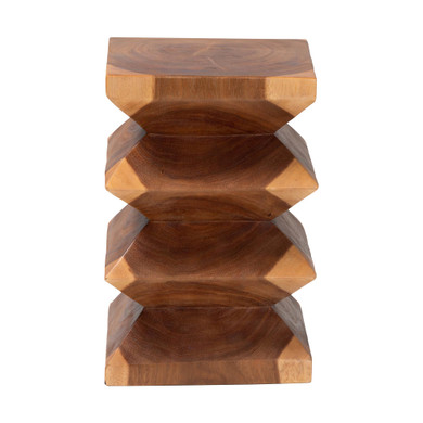 Zigzag Solid Suar Wood Side Table