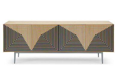 Zino White Oak + Black Geometric Pattern Buffet
