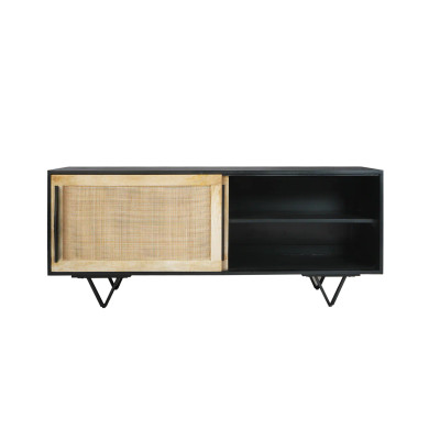 Navara 60-Inch TV Media Console with Rattan Sliding Doors