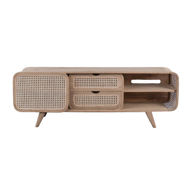 Mariupol 59 Inch Teak and Rattan TV Media Console