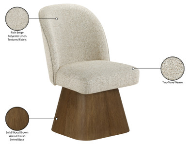 Claymore Linen Textured Fabric Upholstered Dining Side Chair, Brown Walnut