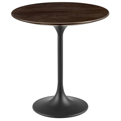 Pedestal Design 20" Black Cherry Wood Side Table