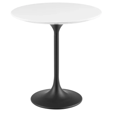 Pedestal Design 20" White Wood with Black Base Side Table
