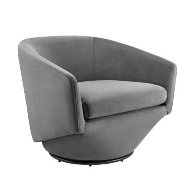 Torrance Performance Velvet Fabric Swivel Chair in Gray