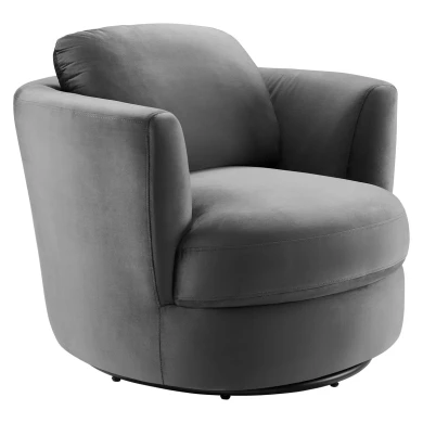 Palisade Performance Velvet Swivel Armchair in Gray