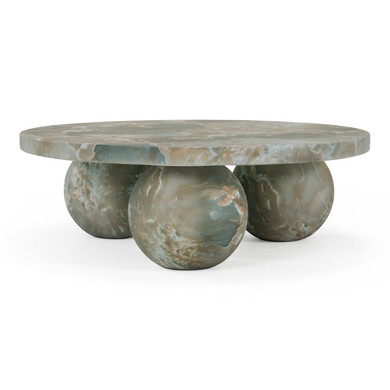 Wassi Modern Faux Marble Concrete Round Coffee Table