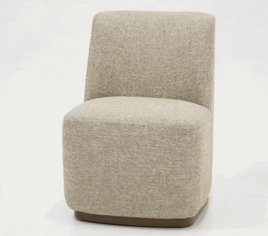 Calloway Beige Fabric + Walnut Dining Chair w/Casters, Set of 2