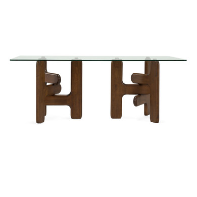 Vesper Glass + Walnut Rectangular Dining Table