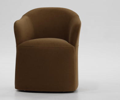 Keller Brown Fabric Dining Chair w/ Castor Wheels