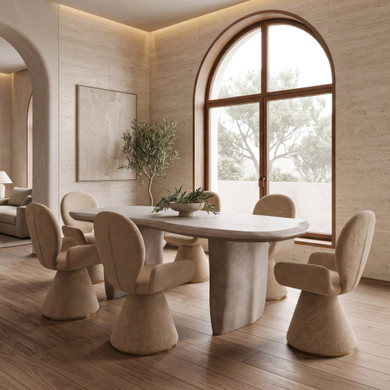 Nuvo Beige Fabric + Brushed Brass Dining Chair