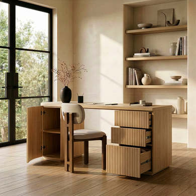 Oneal Fluted Natural Ash Desk