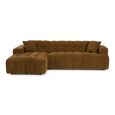 Mario Modern Brown Fabric Sectional Sofa w/ Left Facing Chaise