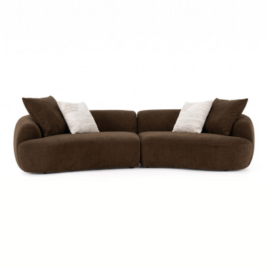 Cassidy Brown Fabric Curved Mini Sectional Sofa