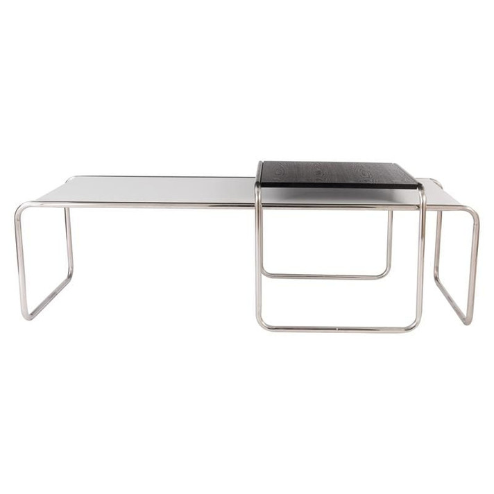 Laccio Nesting Table Set, White Long Table, Black Short Table