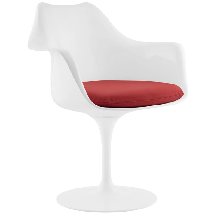 Pedestal Design Dinning Vinyl Armchair, Red