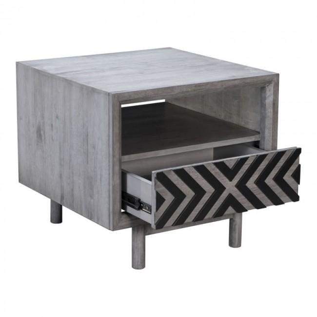 Raven End Table Old Gray