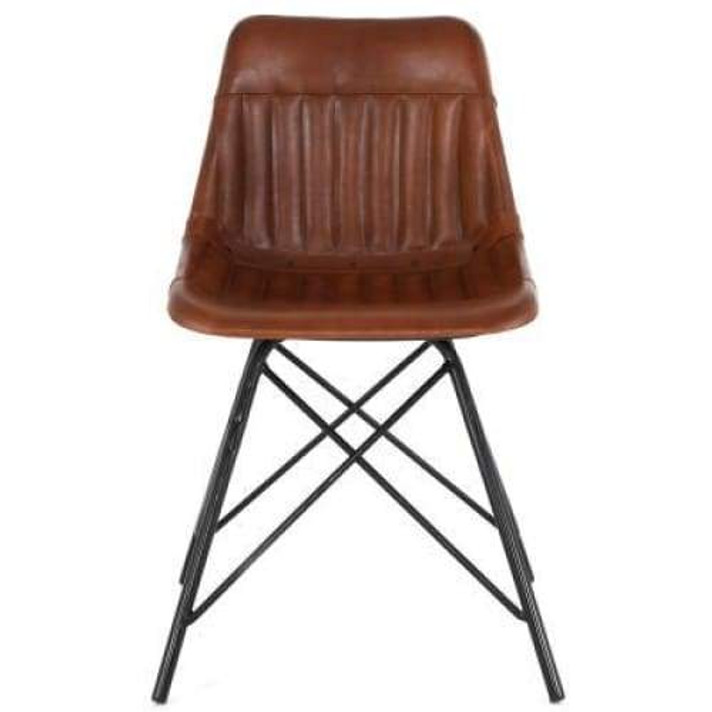 Garfield Ale Brown Leather Chair, Set of 2