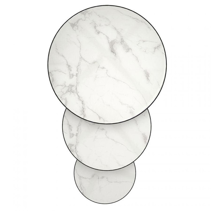 Dash 3pc Round Coffee Table Set, Faux White Marble