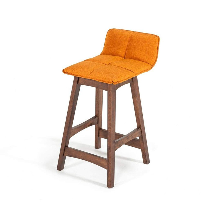 Earnest Walnut Bar Stools, Orange, Set of Two