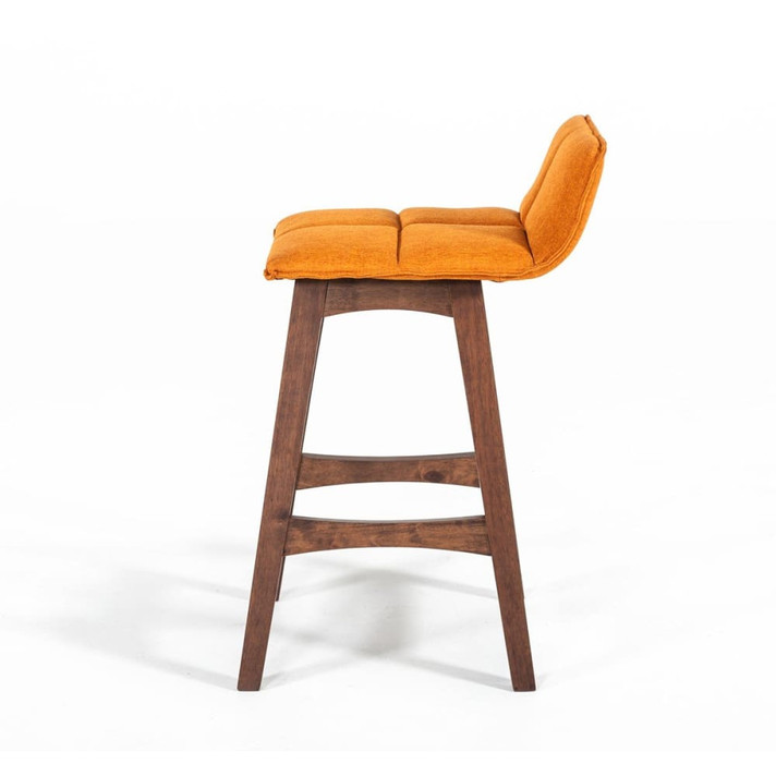 Earnest Walnut Bar Stools, Orange, Set of Two